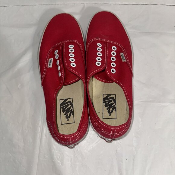 Vans Red Canvas Slip-On Shoes Mens Size 7 No Laces TB4R - Picture 5 of 7